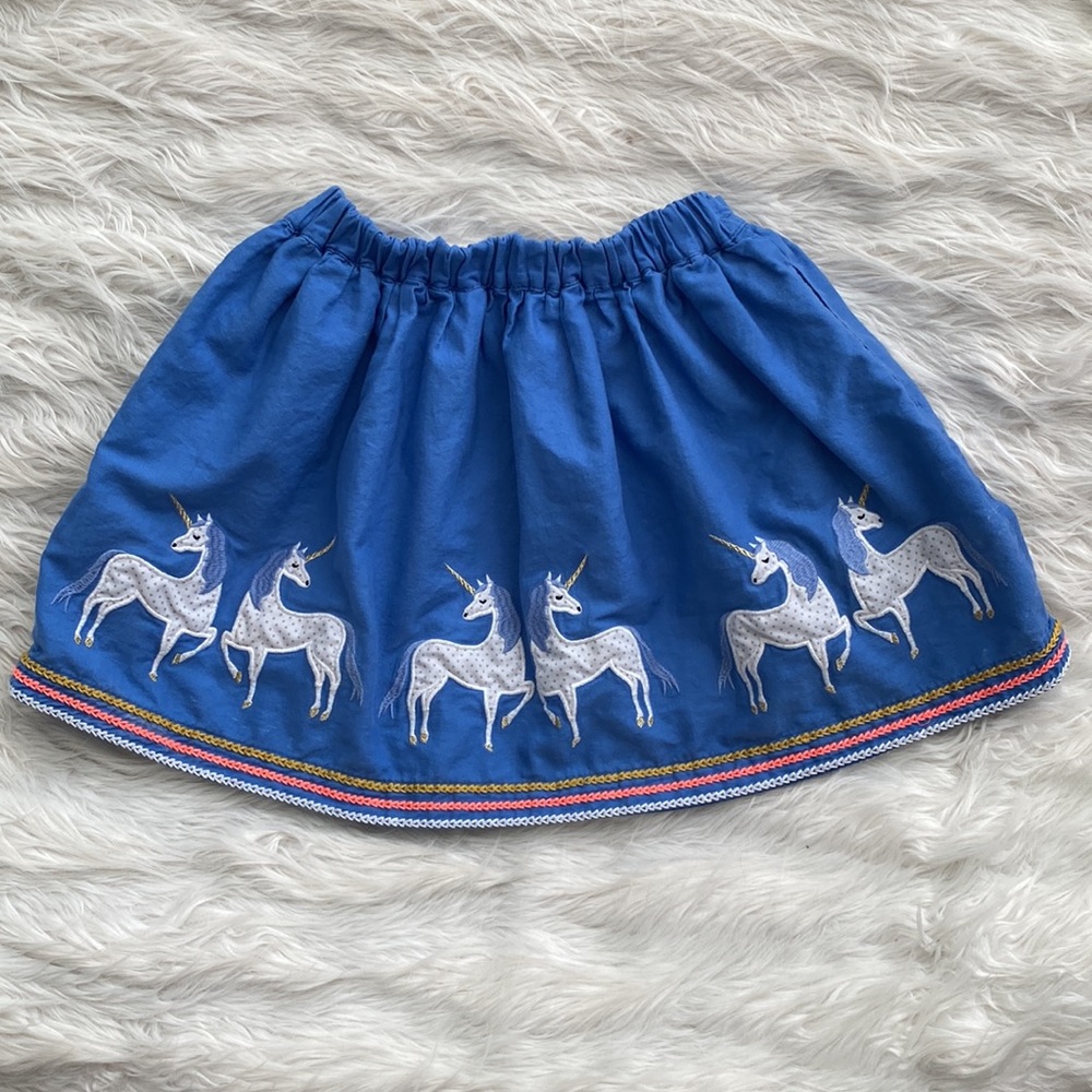 Mini Boden | Blue Unicorn Applique Skirt - Picture 7 of 16